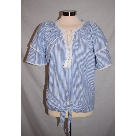 Seven7 Tops - Seven7 Striped Tie Front Blouse size XL